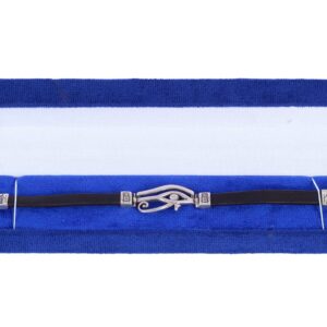 Pulsera de cuero con ojo de Horus en plata